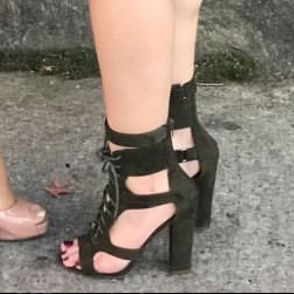 Green Suede Gladiator Heels